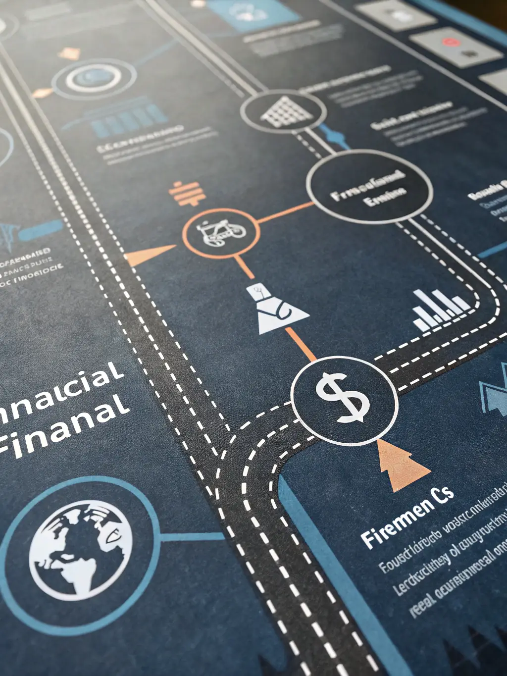A long-term strategic plan visualized as a roadmap, illustrating the journey towards achieving financial goals with iGNIS SF's support.